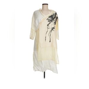 NWT Lagenlook PEACOCK WAYS Linen Cotton Artsy Art To Wear Boho Dress M Layered